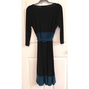 Jones Wear Dresses - Jones Wear Black & Teal Wrap Dress Jones Wear Dresses - Jones Wear Black & Teal Wrap Dress